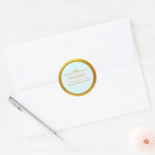 Elegante afstudeer sticker goud en turquoise (Envelop)