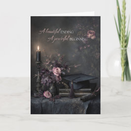 Elegante Afstudeerbloemen Sfeervol Donker Romantis Kaart