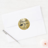 Elegante Afstudeerceremonie Zwart Gouden Script Be Ronde Sticker (Envelop)