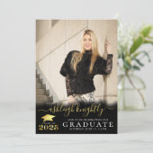 Elegante Afstudeerder Fancy Script 2 Foto's Goud 2 Kaart (Staand voorkant)