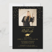 Elegante Afstudeerder Fancy Script 2 Foto's Goud 2 Kaart (Achterkant)