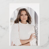 Elegante Afstudeerders Boog Bloemen Fotolijsten Folie Uitnodiging (Achterkant)