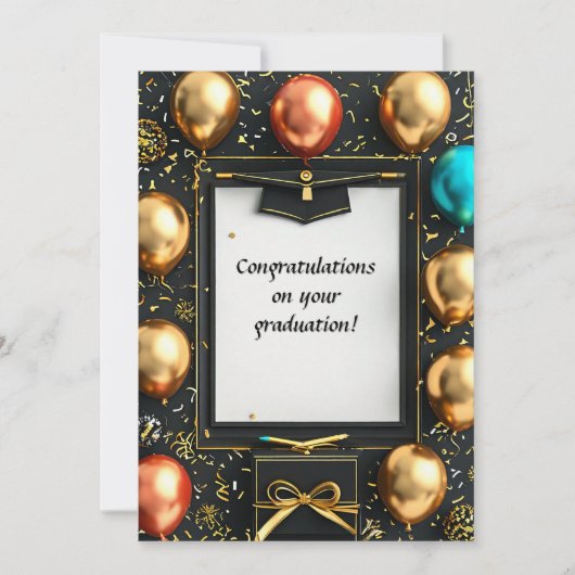 Elegante afstudeerdiploma met baret kaart (Voorkant)