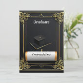Elegante afstudeerdiploma met baret kaart (Staand voorkant)