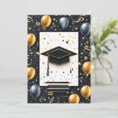 Elegante afstudeerdiploma met baret kaart (Staand voorkant)