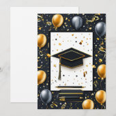 Elegante afstudeerdiploma met baret kaart (Voorkant / Achterkant)