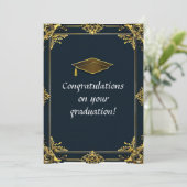 Elegante afstudeerdiploma met baret kaart (Staand voorkant)