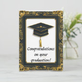 Elegante afstudeerdiploma met baret kaart (Staand voorkant)