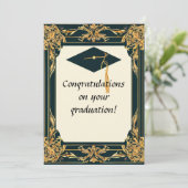 Elegante afstudeerdiploma met baret kaart (Staand voorkant)
