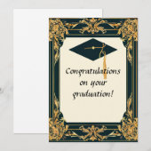 Elegante afstudeerdiploma met baret kaart (Voorkant / Achterkant)