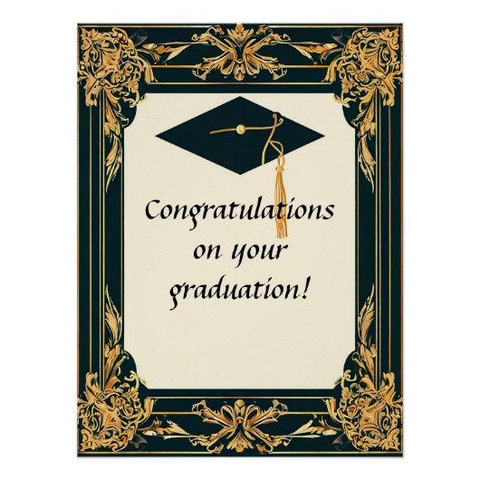 Elegante afstudeerdiploma met baret perfect poster (Voorkant)