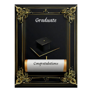 Elegante afstudeerdiploma met baret perfect poster
