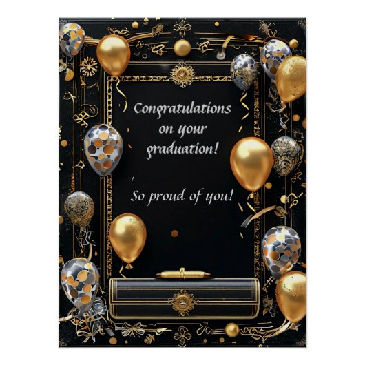 Elegante afstudeerdiploma met baret perfect poster (Voorkant)