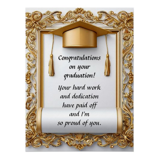 Elegante afstudeerdiploma met baret perfect poster (Voorkant)