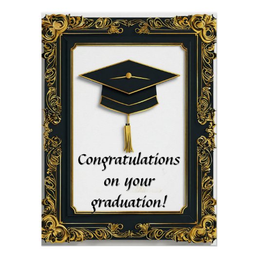 Elegante afstudeerdiploma met baret perfect poster (Voorkant)