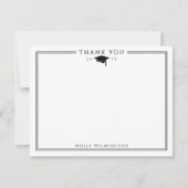 Elegante afstudeerdop & kwastje zwart & wit bedankkaart (Voorkant)