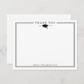 Elegante afstudeerdop & kwastje zwart & wit bedankkaart (Voorkant / Achterkant)