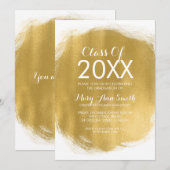 Elegante afstudeerfeest gouden verf look kaart (Voorkant / Achterkant)