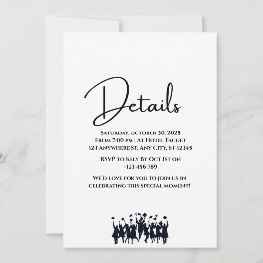 elegante afstudeerfeest uitnodiging (Achterkant)