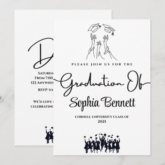  elegante afstudeerfeest uitnodiging (Voorkant / Achterkant)