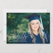 Elegante Afstudeerfoto Calligraphy Afstuderen Kaart (Voorkant)