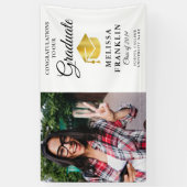 Elegante afstudeerfoto gouden baret afstuderen spandoek (Verticaal)