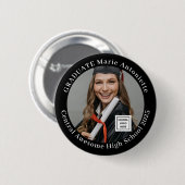 Elegante afstudeerfoto School Logo Afstuderen Ronde Button 5,7 Cm (Voorkant /achterkant)