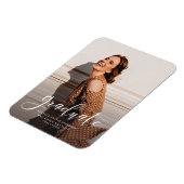 Elegante afstudeerfoto script afstudeer aankondigi magneet (Linkerzijde)