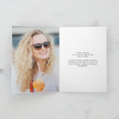 Elegante afstudeerfoto Zwarte Script Vouwkaart Aankondiging (Binnen)