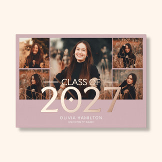 Elegante afstudeerfoto's 2027 6 foto's Blush Folie Uitnodiging