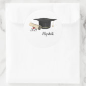 Elegante afstudeerhoed, diploma  ronde sticker (Tas)