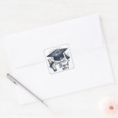 Elegante afstudeerhoed en diploma vierkante sticker (Envelop)