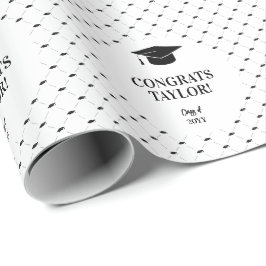 Elegante afstudeerhoed gepersonaliseerd cadeaupapier