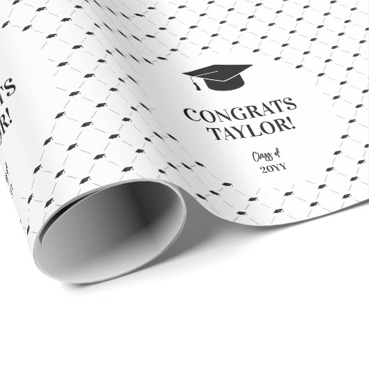 Elegante afstudeerhoed gepersonaliseerd cadeaupapier (Rol Hoek)