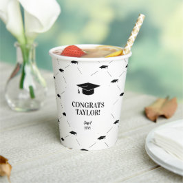 Elegante afstudeerhoed gepersonaliseerd papieren bekers