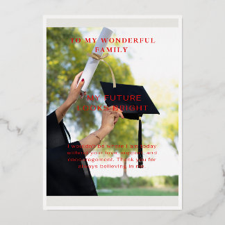 Elegante Afstudeerkaart – Een Helder Toekomstbeeld Folie Uitnodiging