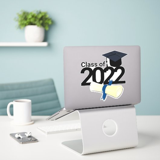 Elegante afstudeerklas van jaar gepersonaliseerd sticker (Laptop op bureau)