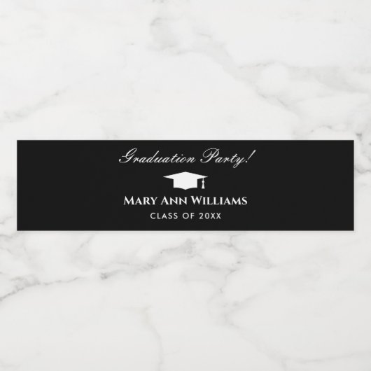 Elegante afstudeerpartij aangepaste flessenetikett waterfles etiket (Enkel label)