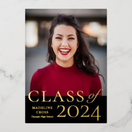 Elegante Afstudeeruitnodiging Goud Klas 2023 Folie Uitnodiging