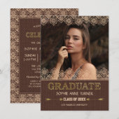 Elegante afstudeeruitnodigingen | Gouden kant Glit Kaart (Voorkant / Achterkant)