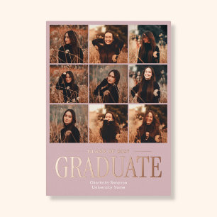 Elegante afstuderen 11 foto blush roze folie uitnodiging