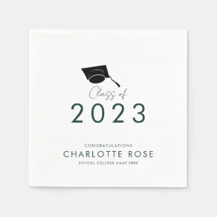 Elegante Afstuderen 2026 Groen Script Grad Feest Servet