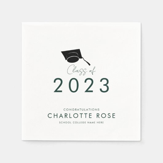 Elegante Afstuderen 2026 Groen Script Grad Feest Servet (Voorkant)
