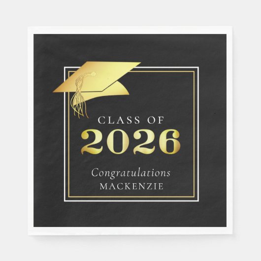 Elegante Afstuderen 2026 Metaalgoud Aangepaste Kle Servet (Voorkant)