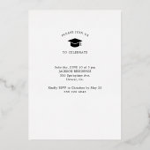 Elegante afstuderen boog foto afstuderen zwart gou folie uitnodiging (Achterkant)