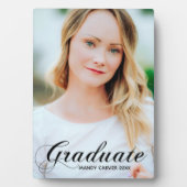 Elegante Afstuderen Flourish Script Overlay Foto Fotoplaat (voorkant)