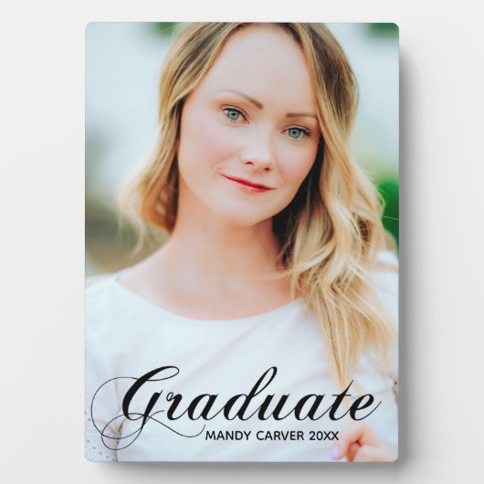 Elegante Afstuderen Flourish Script Overlay Foto Fotoplaat (voorkant)