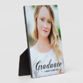 Elegante Afstuderen Flourish Script Overlay Foto Fotoplaat (Zijkant)
