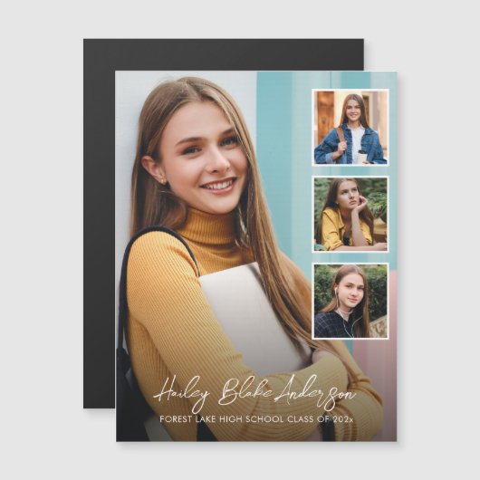 Elegante Afstuderen foto aankondiging magneet Kaar (Voorkant / Achterkant)