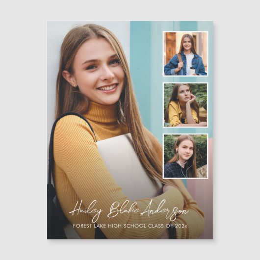 Elegante Afstuderen foto aankondiging magneet Kaar (Voorkant)